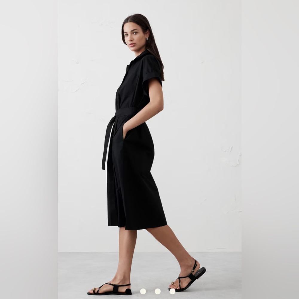Banana Republic Factory Black Midi Shirt Dress